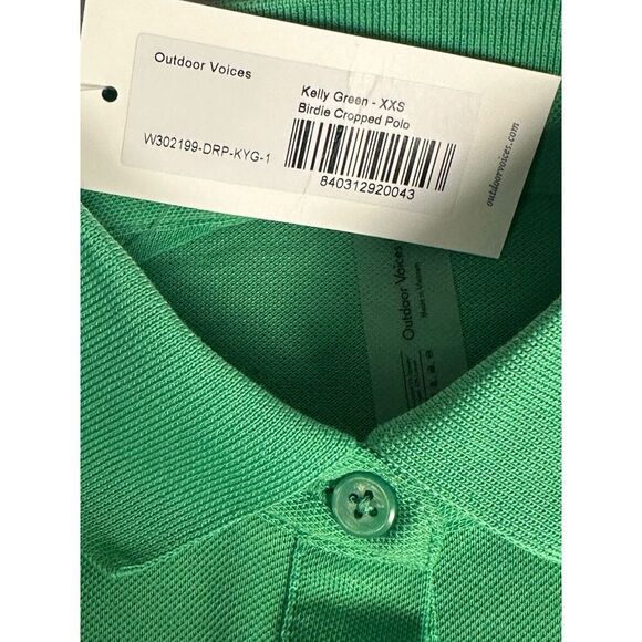 Outdoor Voices Women Kelly Green Cropped Polo Chest Logo‎ Pique Size XXS NWT - Picture 6 of 9